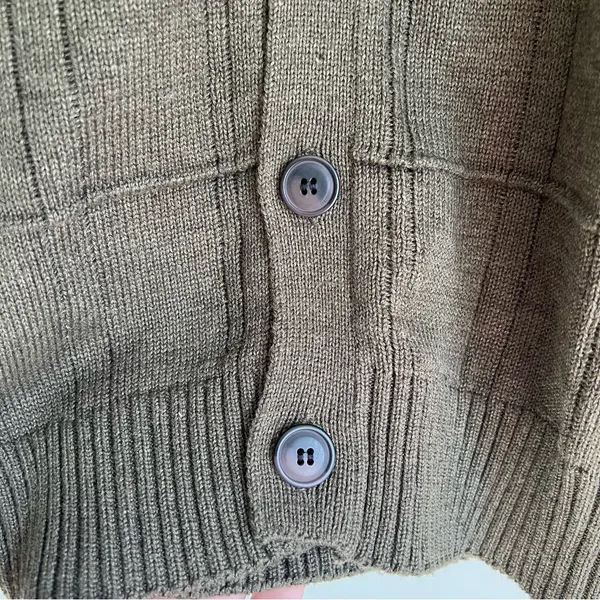 Oscar de la Renta Olive Green 90s Grandpa Button Front Cardigan Size XXL - Image 4