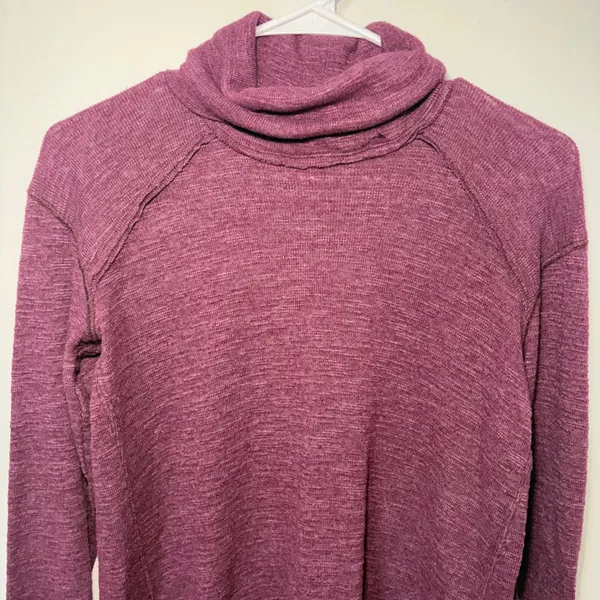 We The Free People Purple‎ Split Back Turtleneck Sweater Top XS boho lagenlook - Image 4