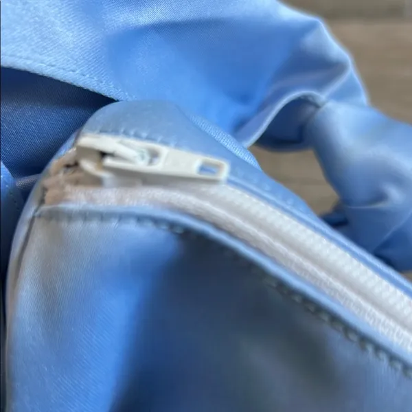Blue Satin Shoulder Bag with Knot Detail - Image 3