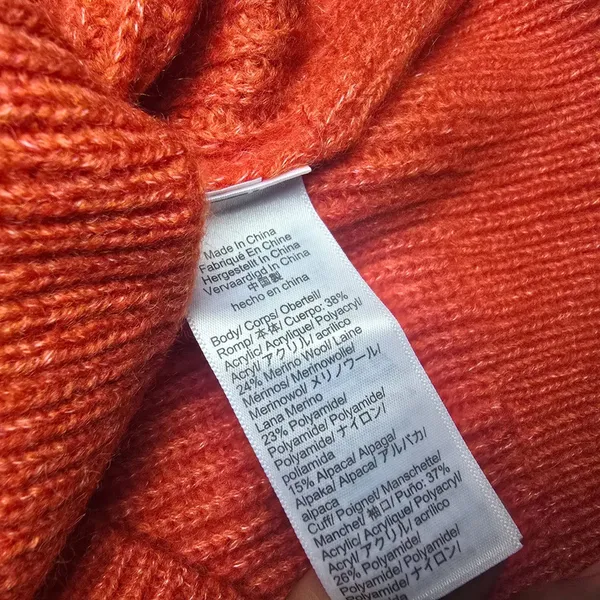 J. Crew NWT Red‎ Ribbed Alpaca Merino Wool Puff Shoulder Turtleneck Sweater M - Image 4