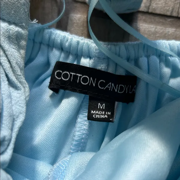 Light Blue Strapless Dress Size M - Image 2