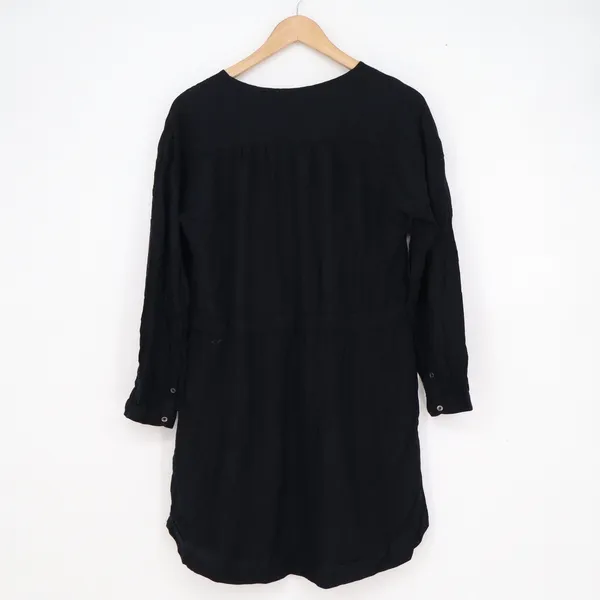 Abercrombie & Fitch Black Long Sleeve Button Front Drawstring Tunic Dress Small - Image 3