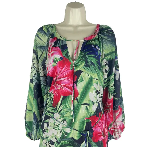 Tommy Bahama Celebration Tropical Floral Maxi Dress Green Size XXS - Image 5