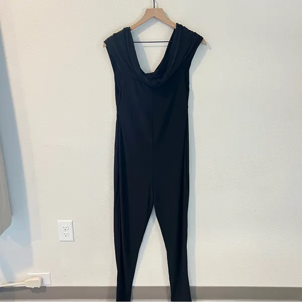 CLUB L LONDON Off The Shoulder Black Maternity Bardot‎ Fitted Jumpsuit - Image 7