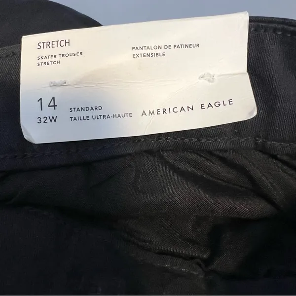 American Eagle Skater Trouser Pants 14 Black Wide Leg Stretch 32” NWT - Image 6