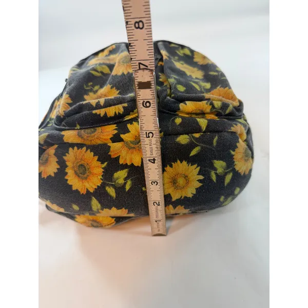 Sunflower Canvas Sling Backpack Black Yellow Floral Crossbody Shoulder Bag - Image 5