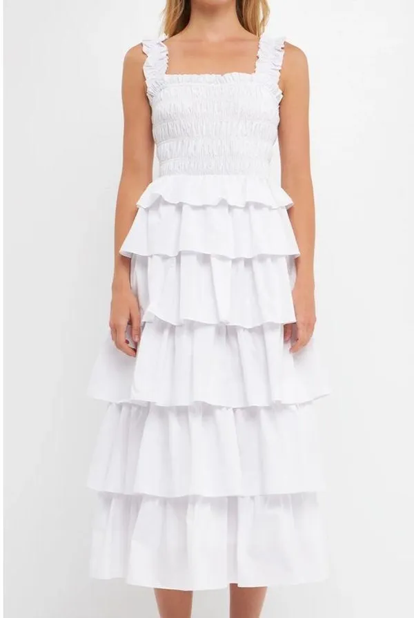 English Factory Smocked Ruffled Tiered Cotton Gown - Image 5