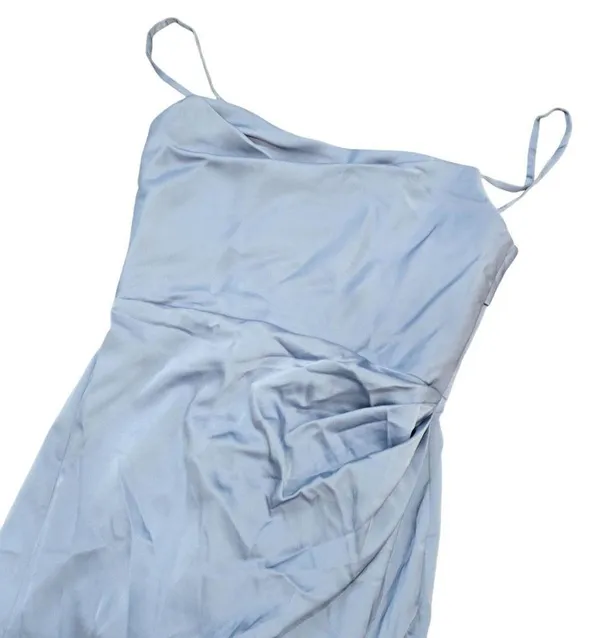 Azazie Leonis Dusty Blue Sheath Strapless Chiffon removeable strap evening gown - Image 10