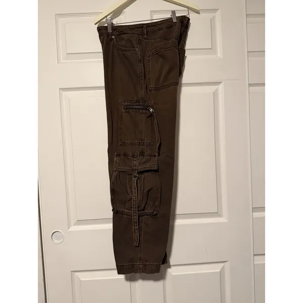 Baggy Pants Wide Leg Cargo Jeans‎ Brown Skate Grunge Streetwear Gorpcore Y2K 90s - Image 6