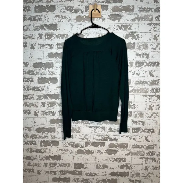 Loft | women green faux button sweater wool blend - Image 10