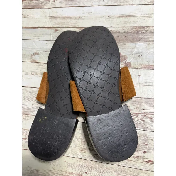 Franco Sarto Slip On Thong Sandals Women's Side 9M Brown Leather Suede - Image 5