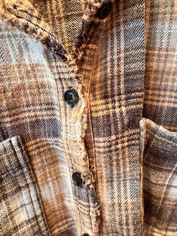 Urban Outfitters Plaid Flannel Shirt Oversized Mixed Media Brown S - Image 10