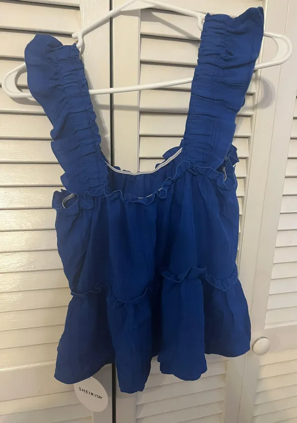Ruffle trim peplum top Blue - Image 2