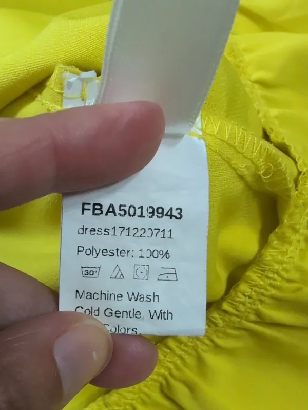 Yellow Petal Sleeve Ruffle Hem Dress Size Small | Ruffle Hem Short Sleeve Dress - Image 4
