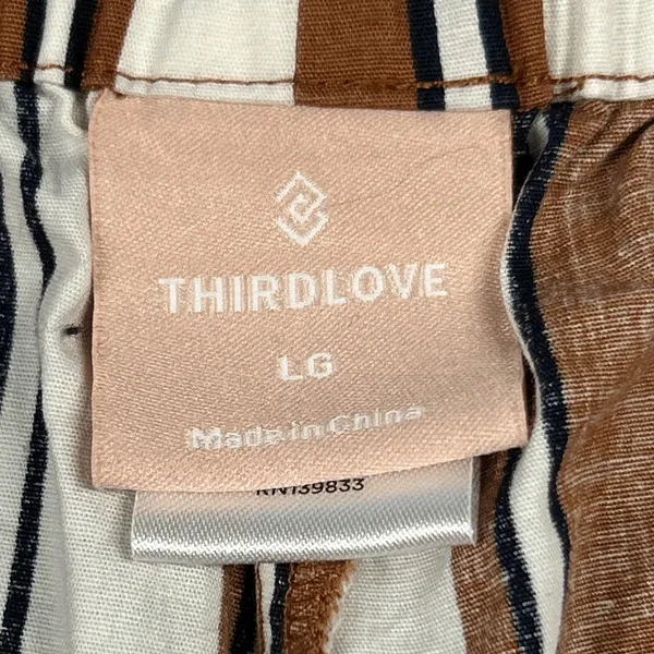 ThirdLove Shorts Womens Large Brown White Striped Cotton Lounge Beach Sleep - Image 2