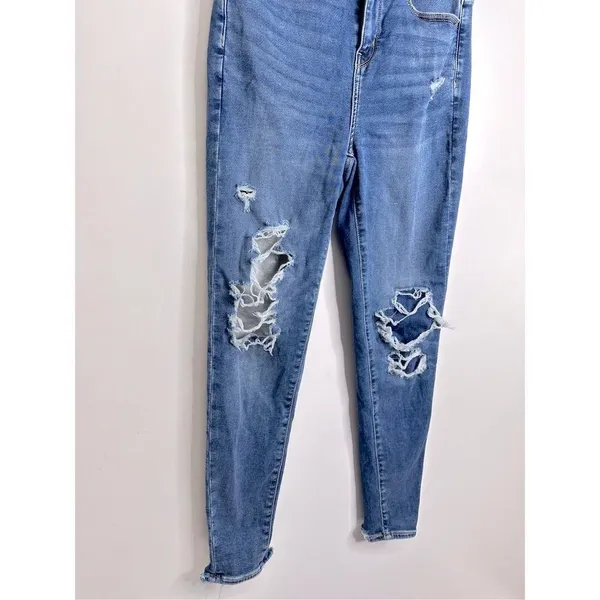 American Eagle Jeans Womens Distressed Blue Pants Stretch Size‎ 4 - Image 4