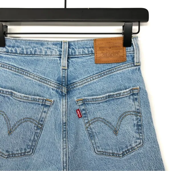LEVI'S Ribcage Straight Ankle Denim Cutoff Shorts Light Wash 24 - Image 8