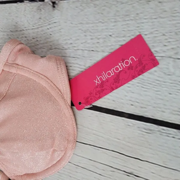 Xhilaration Pink Shimmer Bikini Top Swimsuit‎ Adjustable Straps XS - Image 4