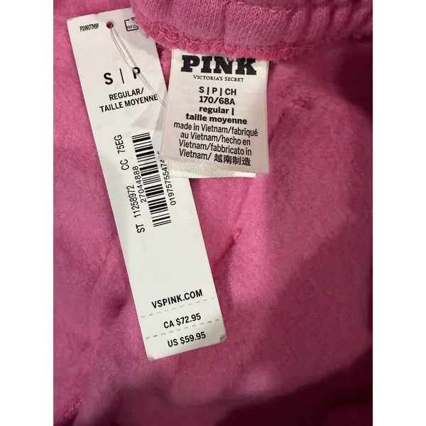Bright pink Victoria's Secret PINK Campus Fleece wide-leg cargo sweatpants Small - Image 4