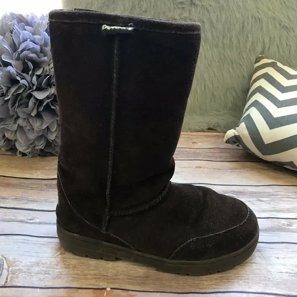 Bearpaw Brown Tall Shearling Boots‎ Brown US 6 EU 37 Suede Wool Womens - Image 3