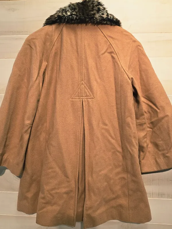 {6} Anthropologie Elevenses Removable Faux Fur Toggle Peacoat In Camel - Image 8