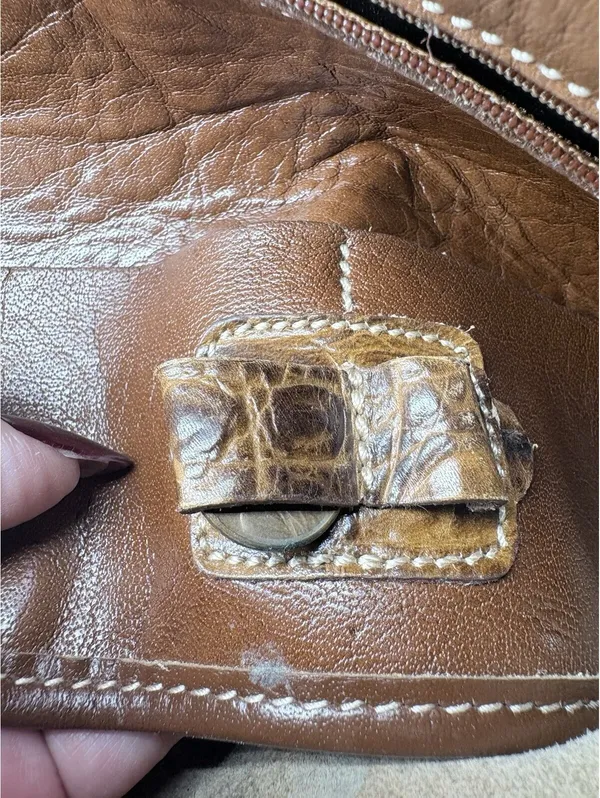 Authentic Vintage Brahmin Brown Leather Satchel Handbag – Lucky Penny Included - Image 10