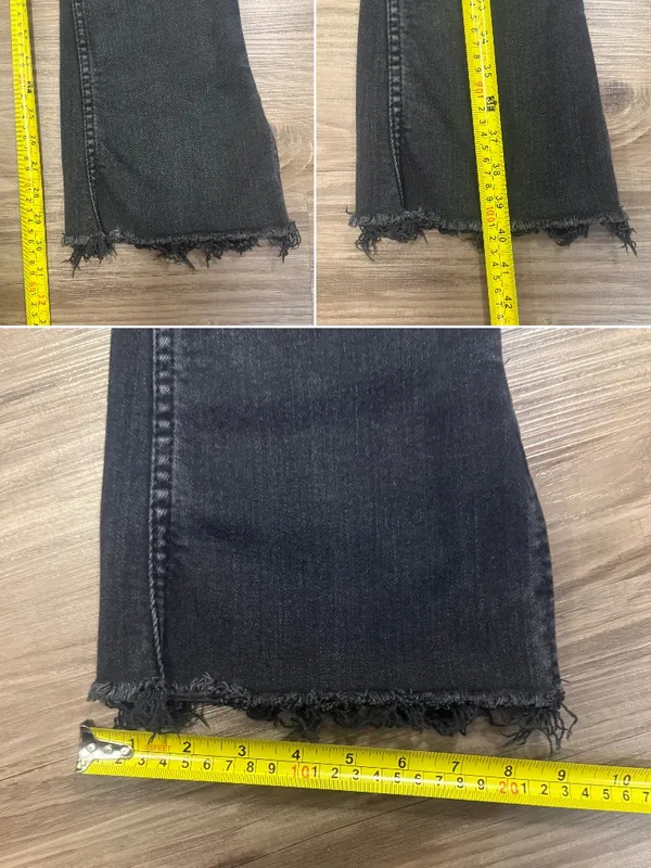 We The Free Level Up Slit Slim Flare Jeans Black Raw Hem Size 25 - Image 7
