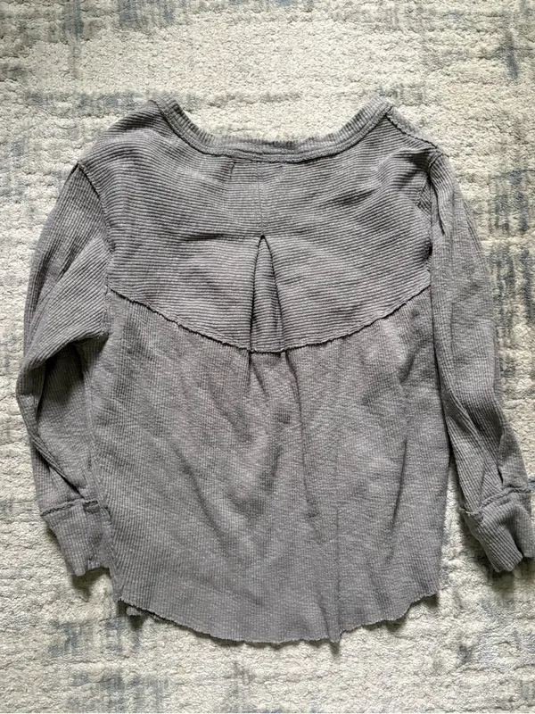 Free People Long Sleeve Waffle Knit Top in Gray - Image 2
