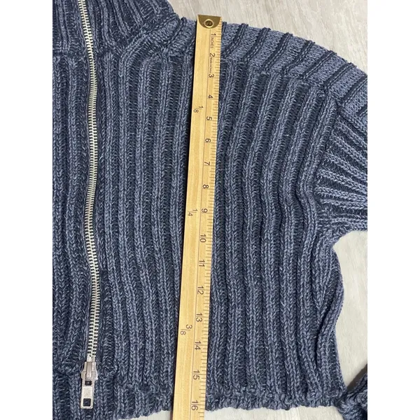 BDG Urban Outfitters XS Zip‎ up Slouchy Sweater Blue Cropped E0122 - Image 5