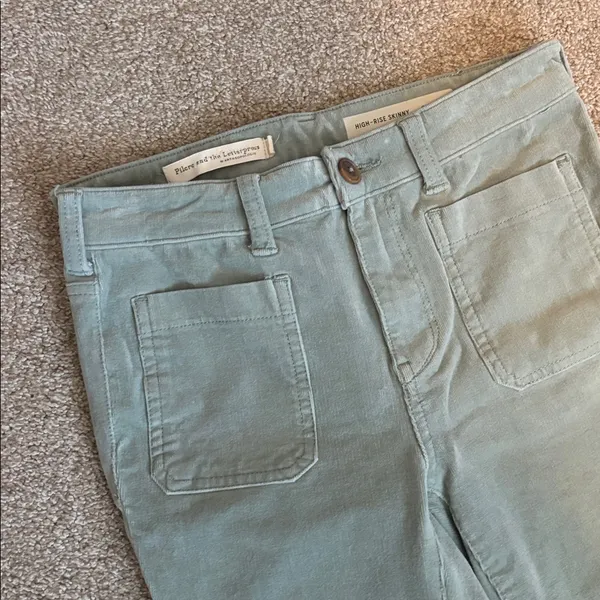 Pilcro and the Letterpress Anthro Mint Green High-Rise Skinny Corduroys Pants - Image 5