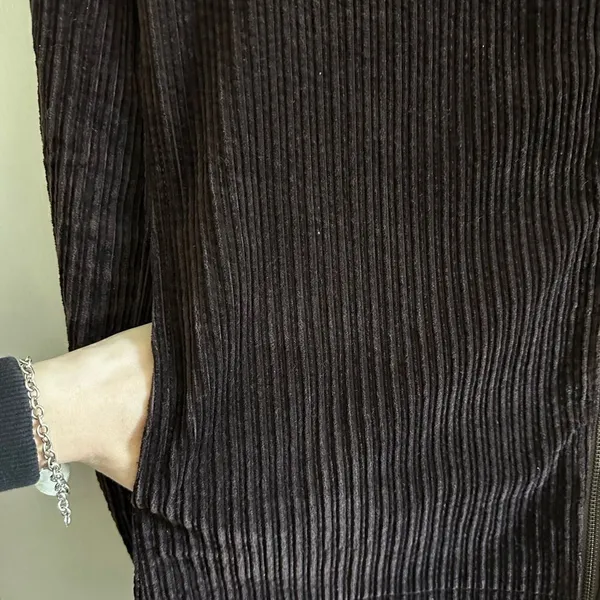 Eileen Fisher Corduroy Jacket Asymmetrical Zipper Brown Womens S - Image 4