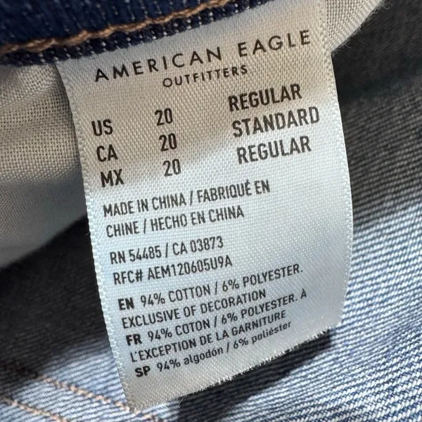 American Eagle Mom Jeans Distressed Ripped Knees Medium Wash Comfort Waist 20 - Image 6