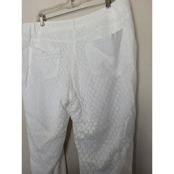 Elaine Kim White Eyelet Lace Trouser Pants English Countryside Equestrian Large - Image 10
