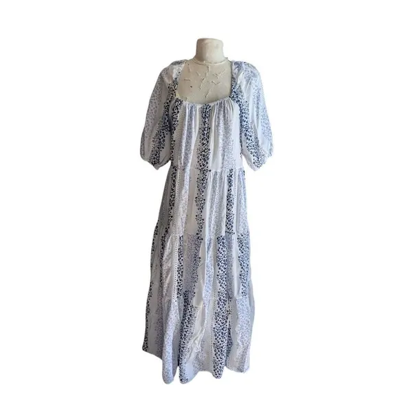✨ZARA Bloggers Favorite Printed & Embroidered blue white maxi Sz Medium dress✨ - Image 7