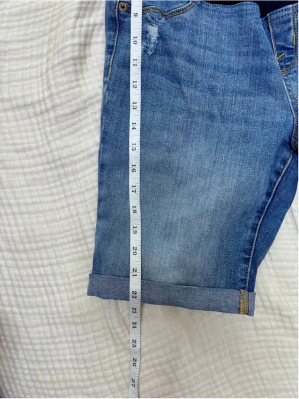 Women's Isabel Maternity Blue Distressed Bermuda Shorts Size 8 - Image 7