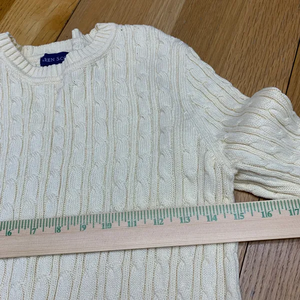 Karen Scott Womens Cream Cable Knit Long Sleeve Crew Neck Sweater Size Medium‎ - Image 3
