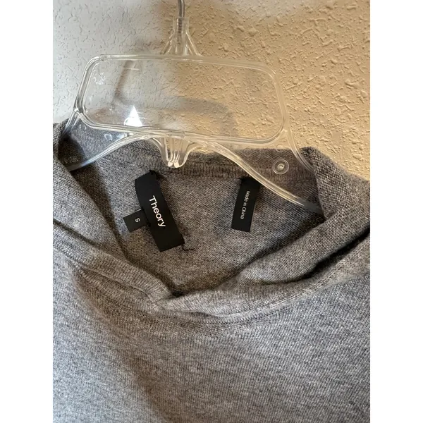 Theory Women Gray Cashmere Blend Hoodie Sweater Size‎ S - Image 2