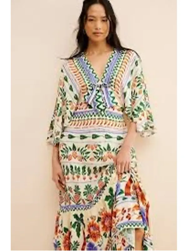 Farm Rio V-Neck Kaftan Maxi Dress Size S NWT - Image 8