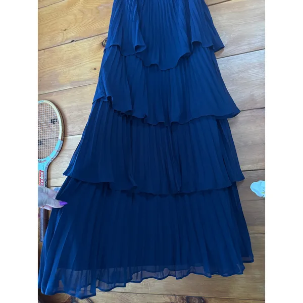 NWT Lulus Seriously Sensational Navy Blue Strapless Tiered Maxi Dress Gala Sz L - Image 4