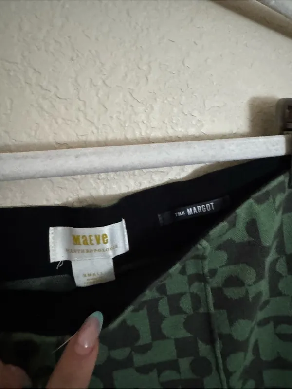 Maeve The Margot Kick-Flare Cropped Pants Sz Small Green Grey Funky Teacher - Image 6