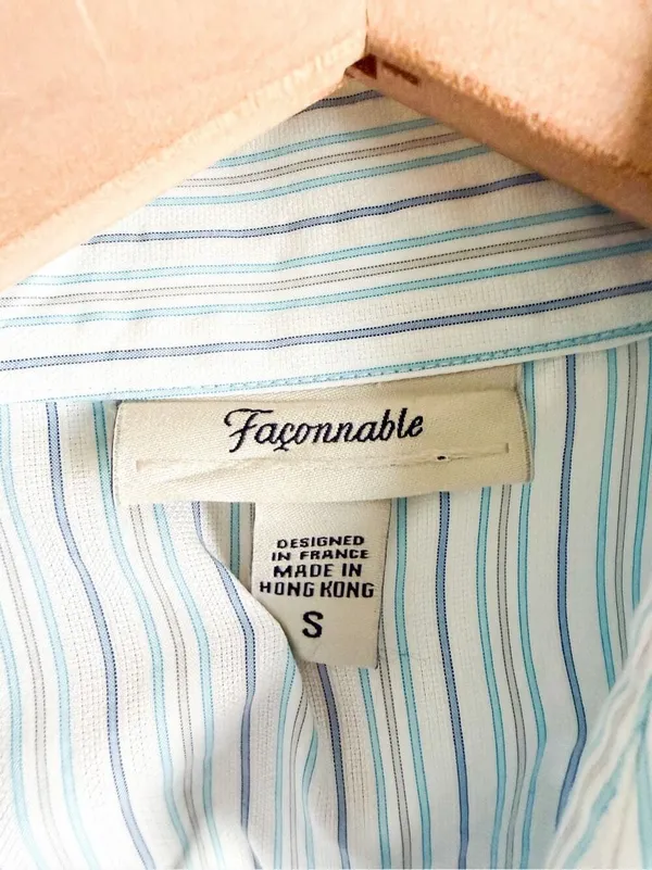 Faconnable Blue Stripe Tailored Shirt Size S Blue - Image 7