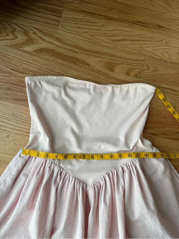 Free People Pink 100% Cotton Strapless Drop Waist Mini Dress M - Image 7