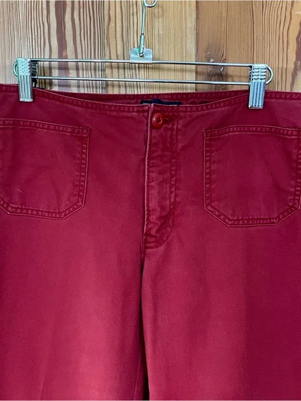 Vntg Y2K Abercrombie Low Rise Flare Patch Pocket Pants Sz 16 Modern M 8-10 💛🍄 - Image 5