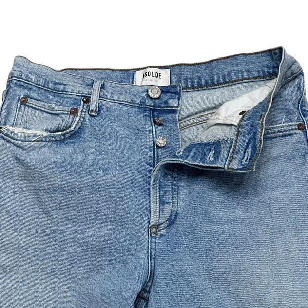 AGOLDE Riley High‎ Rise Straight Crop Jeans in Zephyr Size 28 Button Fly Raw Hem - Image 3