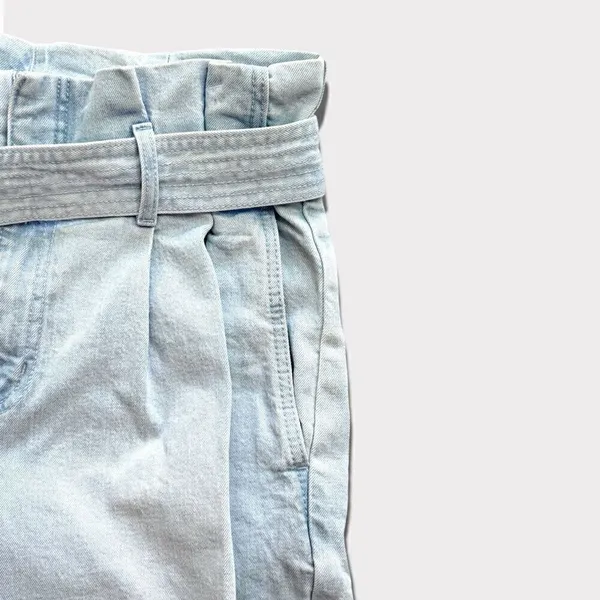 a new day Paperbag High Waist Tapered Jeans With Belt Light Blue Wash Sz 12 - Image 6