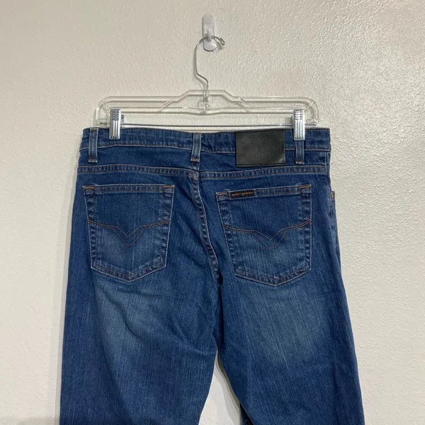 Harley Davidson Blue Straight Leg Jeans Mid Rise Denim Sz 8 - Image 8