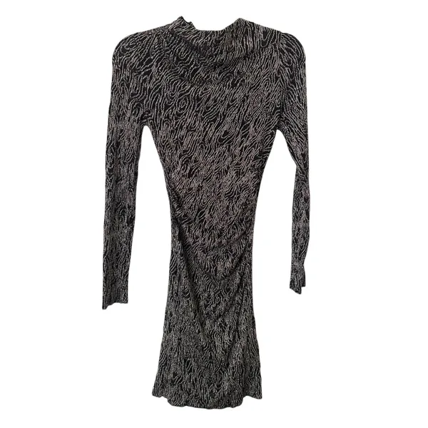 ZARA Metallic Long Sleeve Bodycon Dress‎ Black Small - Image 3