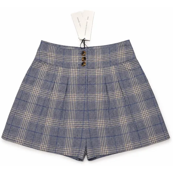 Veronica Beard Alicia Plaid High Rise Wool Linen Blend Shorts NWT Size 4 - Image 4