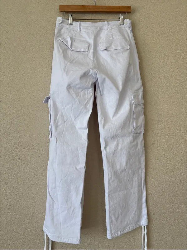Naked Wardrobe White Cargo Utility Pants - Image 3