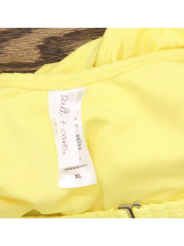 Salt + Cove Juniors Textured Cross Strap One Piece Swimsuit Yellow XL - Image 3